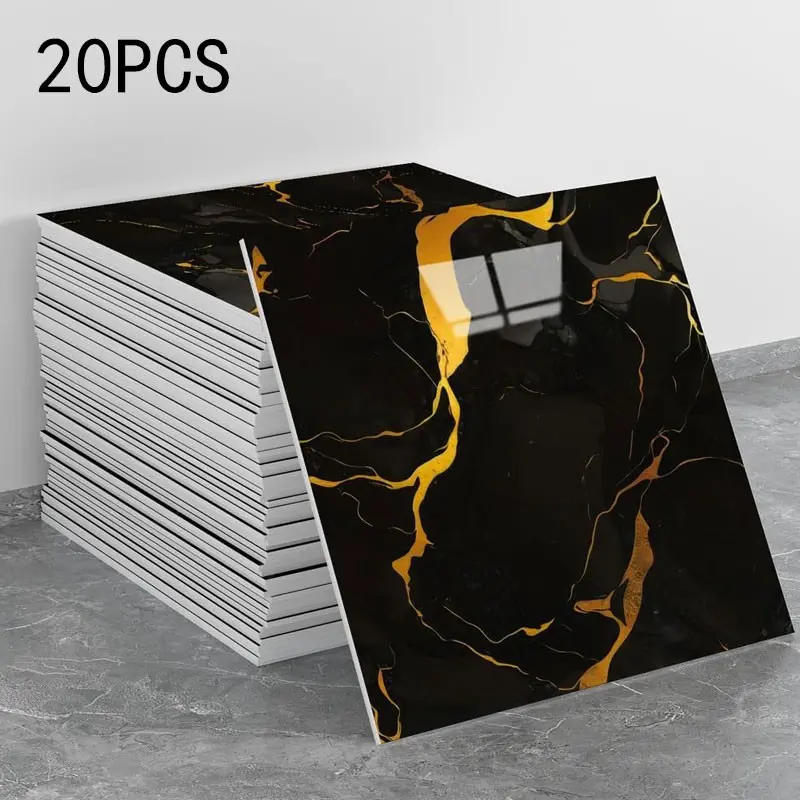 20 pieces of marble veneer and adhesive wall decoration panels, waterproof and moisture-proof bathroom wall panels, removable and adhesive tiles, polyvinyl chloride foam wall panels, suitable for Interior Walls, kitchens, bathrooms and living rooms.