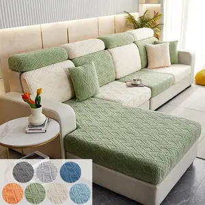 Elastic Sofa Cover Deep Gray Leaf Texture Stretch Slipcover Sofa Couch Covers Non Slip Waterproof Furniture Protector Universal Sofa Protector for L Shape Couches All Seasons