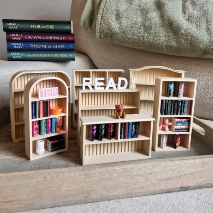 Aesthetic Mini Bookshelf Book Stand - Stackable Storage with Reading Sign, Ideal for Stylish Mini Volumes, Perfect Gift for Book Enthusiasts (Home Decor Miniature)