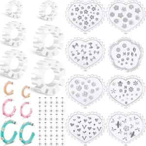 14 count Polymer Clay Molds & Cutters - 6 Sizes Hoop Guides with 30 count Studs Earrings for  Making
