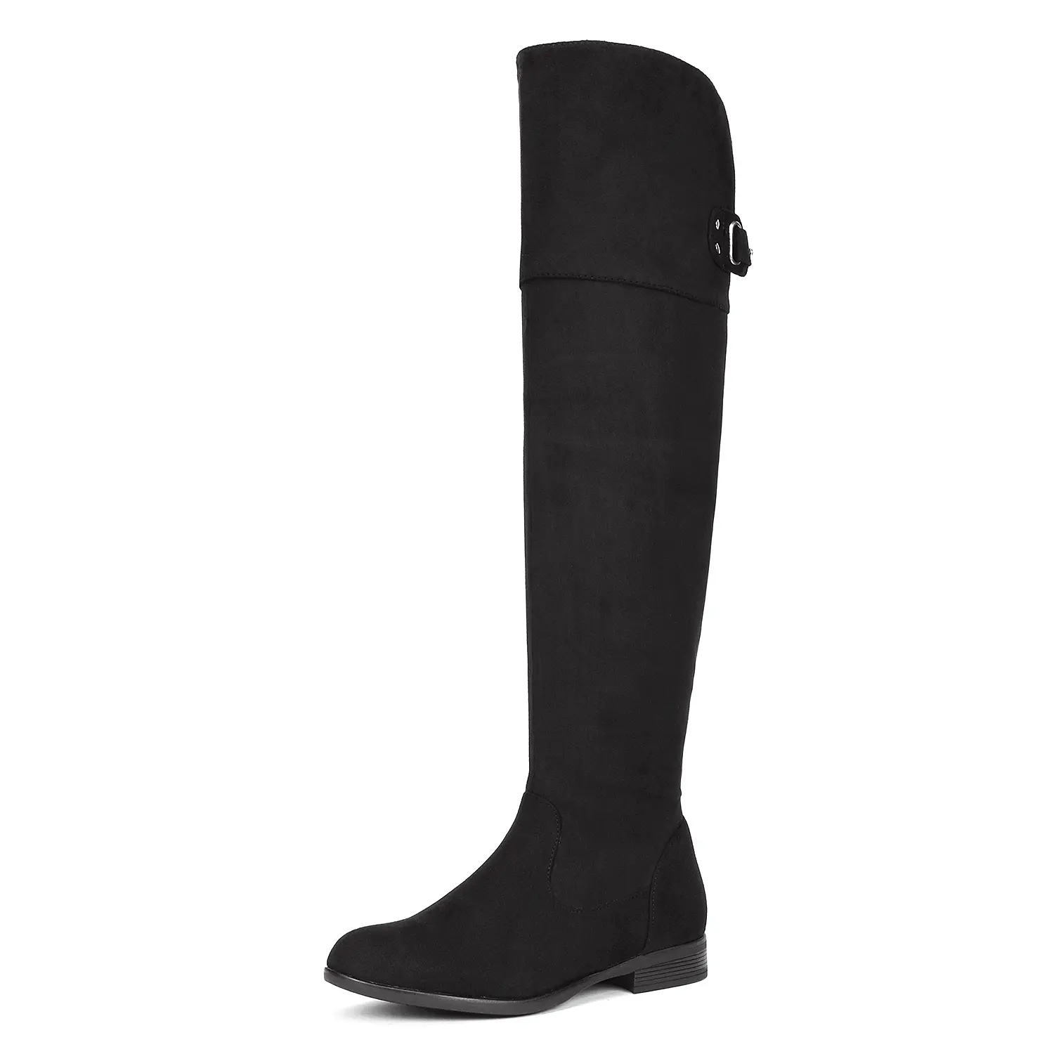 Dream Pairs Women's Comfortable Stretchy Over-the-Knee Boots with a Round Toe and 1-in Low Block Heel, Footwear, Rubber, Low Heel, Over-Knee