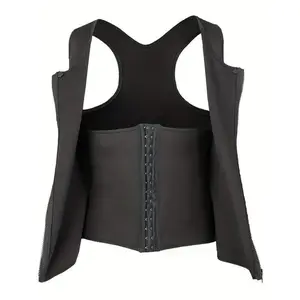 Men'sTripleBreastedSlimmingTankTopBodyShaperCompressionVestWithZipper,2In1WaistTrainingVestUnderwear