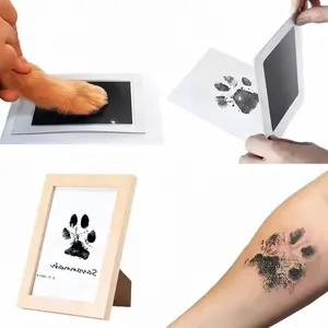 pet Paw Print Kit, 4-Pcs Ink Pads + 2 Photo Frame, MessFree Paw Print Stamp Pad for Dogs & Cats, Clean TouchInk Pad, Dog Paw & Nose Print Kit, Keepsake Gift ForDogs And Cats, Memorial Gift, Memorials imprint card,Pet Print Photo Frame Kit