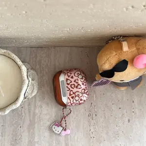 Heart Leopard Print Bow Design Earphone Case for AirPods Pro2/pro3, Compatible with AirPods 1/2/3/4/pro/pro2/pro3, Protective Cover