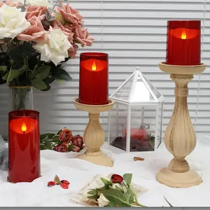Battery Operated Glass LED Flameless Candles, Real Wax with Remote Control & Timer, Warm Light for Home Decor (3 Pack)