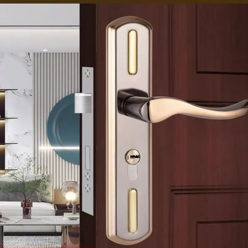 Metal Door Lock Set with 3 Keys, Suitable for Bedroom, Room, Study, Door Locks for Bedrooms, Includes Lock Body or 2 Handles, Secure Indoor Door Lock, Door Security Lock, Sturdy Lock, Stainless Steel Locks, Door Hardware