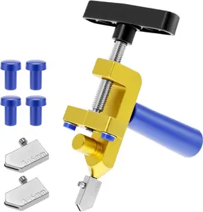 2-in-1 Manual Glass & Tile Cutter with 3 Tungsten Steel Blades, Handheld Cutting Tool for Tile, Glass & Mirror, Household DIY Tool Kit