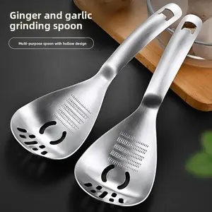 Stainless steel multi-functional grinding spoon, baby food mashing spoon, food-grade cooking strainer, draining spoon