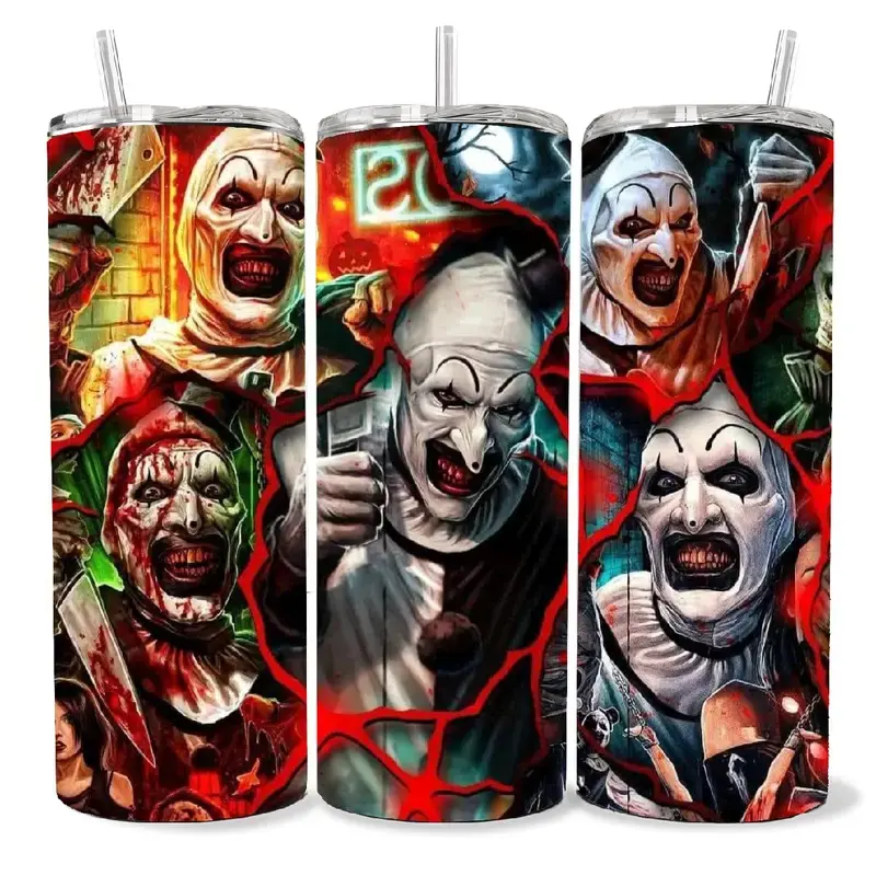 Terrifier Tumbler 20oz - Bottled Drinkware with Compatible Spout Water Bottles Cup Mug Washable Portable Reusable skinny tumbler Stylish Peace