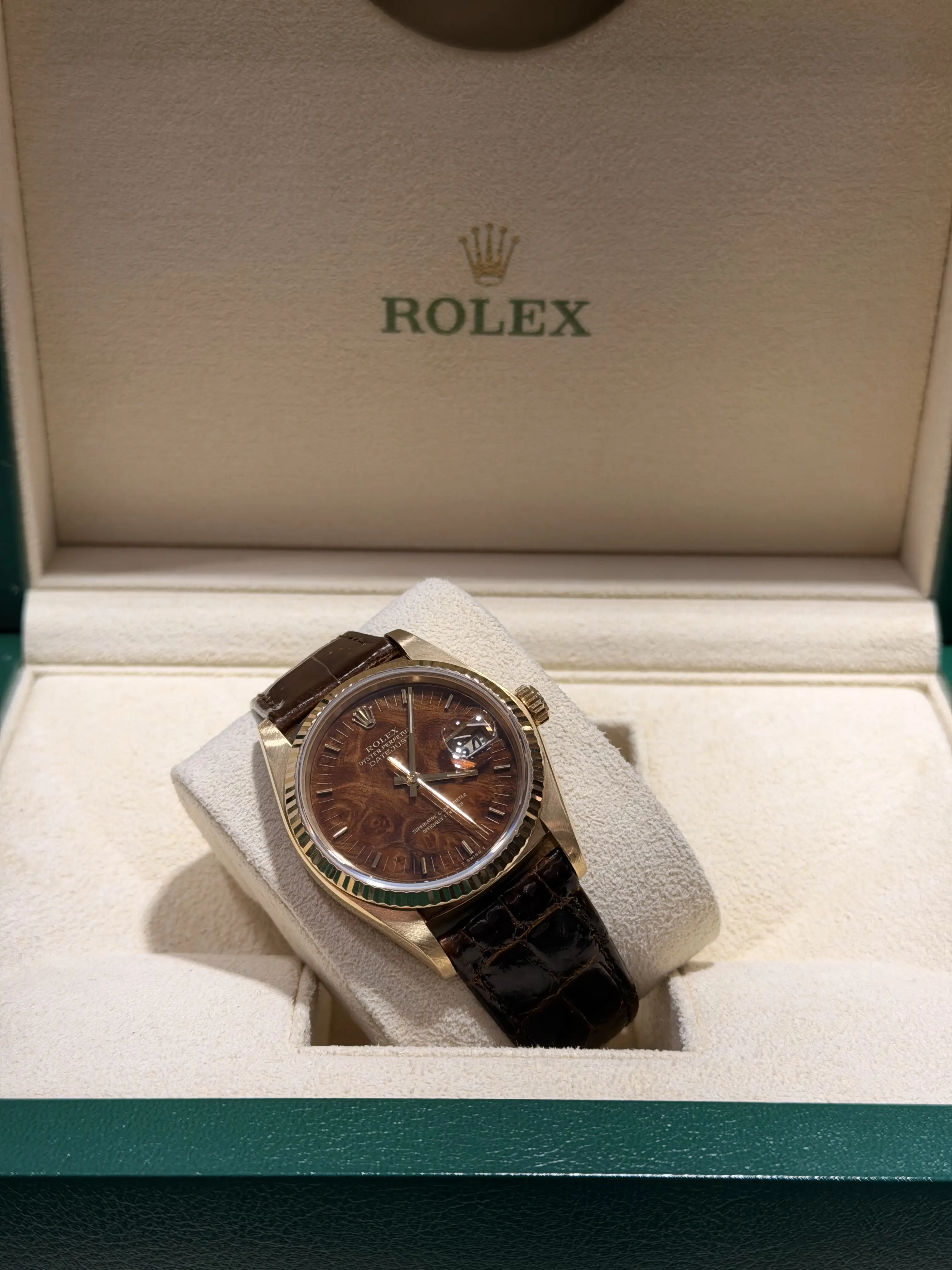 Rolex Datejust 36 mm Yellow Gold Watch with Brown Leather Strap