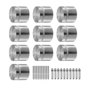 VEVOR Glass Clamp, 10 PCS Round Glass Railing Bracket for 0.31 -0.62 Tempered Glass, 316 Stainless Steel Glass Mounting Clamp, Glass Shelf Bracket for Balcony, Garden, Pool, Stair, Silver