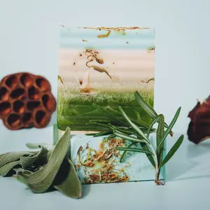 Peppermint Feminine Cleansing Bar Herbal Soap Infused with Peppermint Oil Ylang Ylang Oregano Lemongrass Tea Tree for Body Care and Skin Repair Cleanser