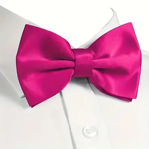 Ricnais Unisex Pre-Tied Satin Polyester Bow Tie with Elegant Silk Look, Adjustable Strap for All Neck Sizes, Ideal for Tuxedos, Weddings