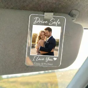Personalized Couple Photo Car Visor Clip, Drive Safe I Love You, Anniversary Gift For Him, Gifts For Boyfriend, husband, drive Safe Gift Cp91