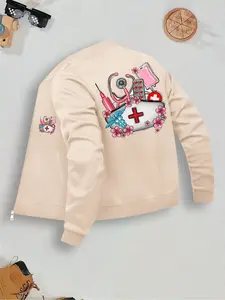 Women's Nurse Jacket Workwear, Womenswear, Coats, Long Sleeve, Fitted, Zipper Front, Comfortable Fabric, Casual Fashion, Medical Personnel Clothing, Fall & Winter