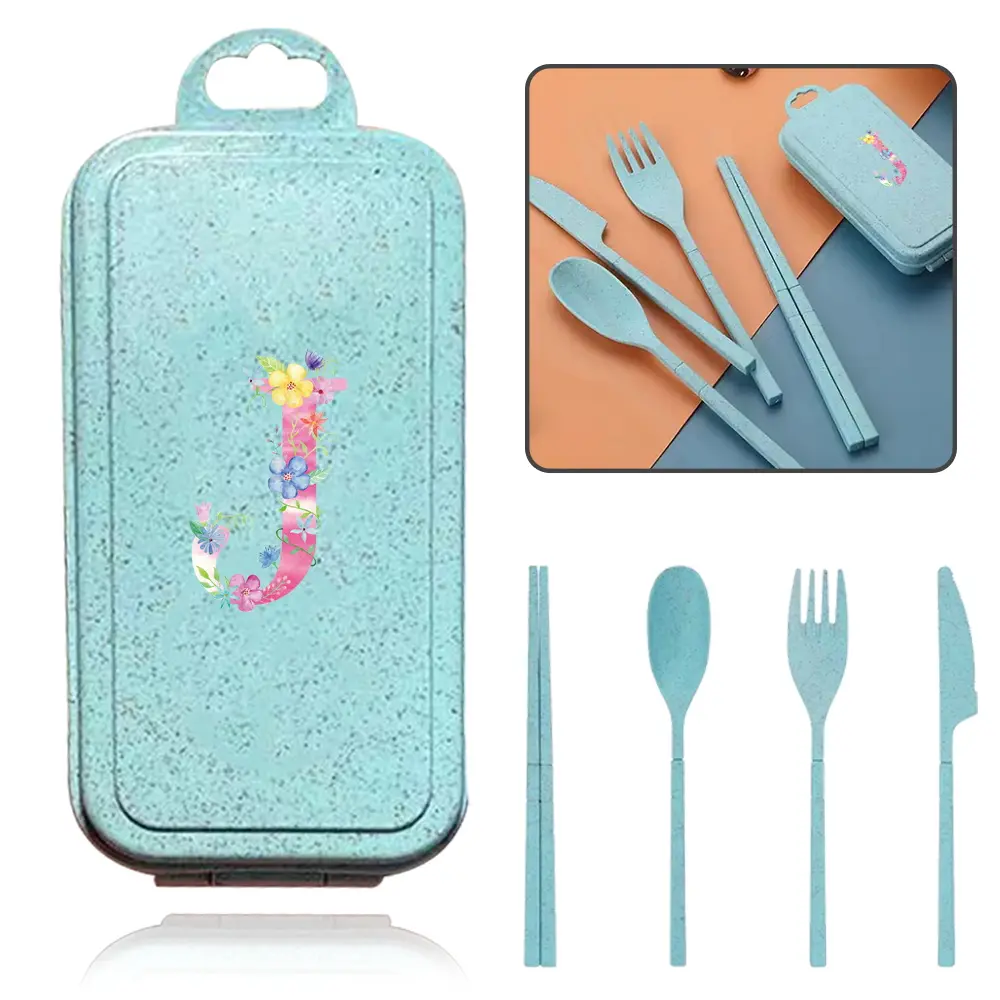 4pcs Household Utensils Set with Case, Detachable Box Organizer, Reusable Eco-Friendly Kitchen Dinnerware, Foldable Spoon Fork Knife Chopsticks