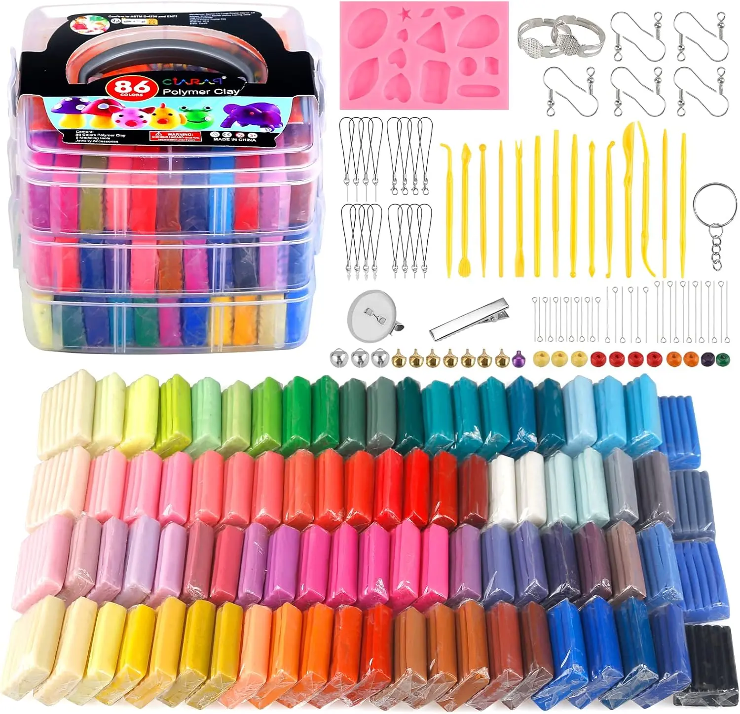 50/88/ 86 Pcs Polymer Clay Kit Oven Bake Modeling Clay with Sculpting Tools Great Gift Set for Kids and Beginners Non-Toxic Safe Environment-Friendly