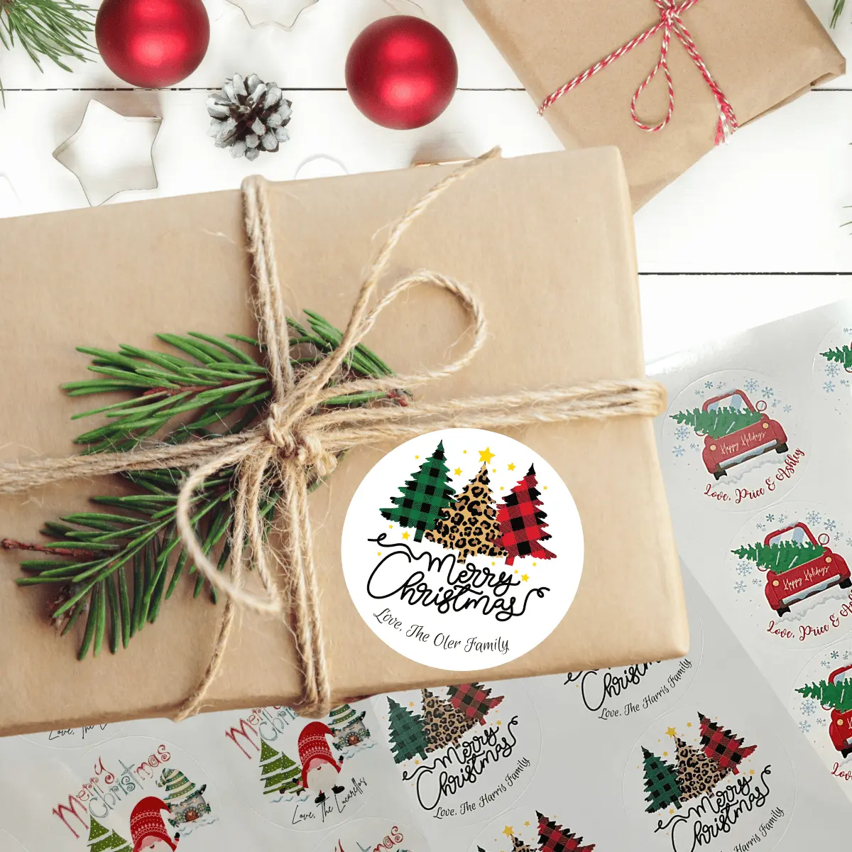 Personalized Stickers Peel & Stick Holiday Christmas Labels