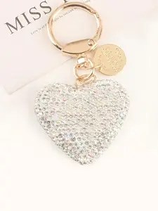 Mother's Day Gift Women's Elegant Rhinestone Heart Design Keychain, Exquisite Trendy Elegant Keychain for Car Key, Chic Bling Bling Accessories As Gift for Friends