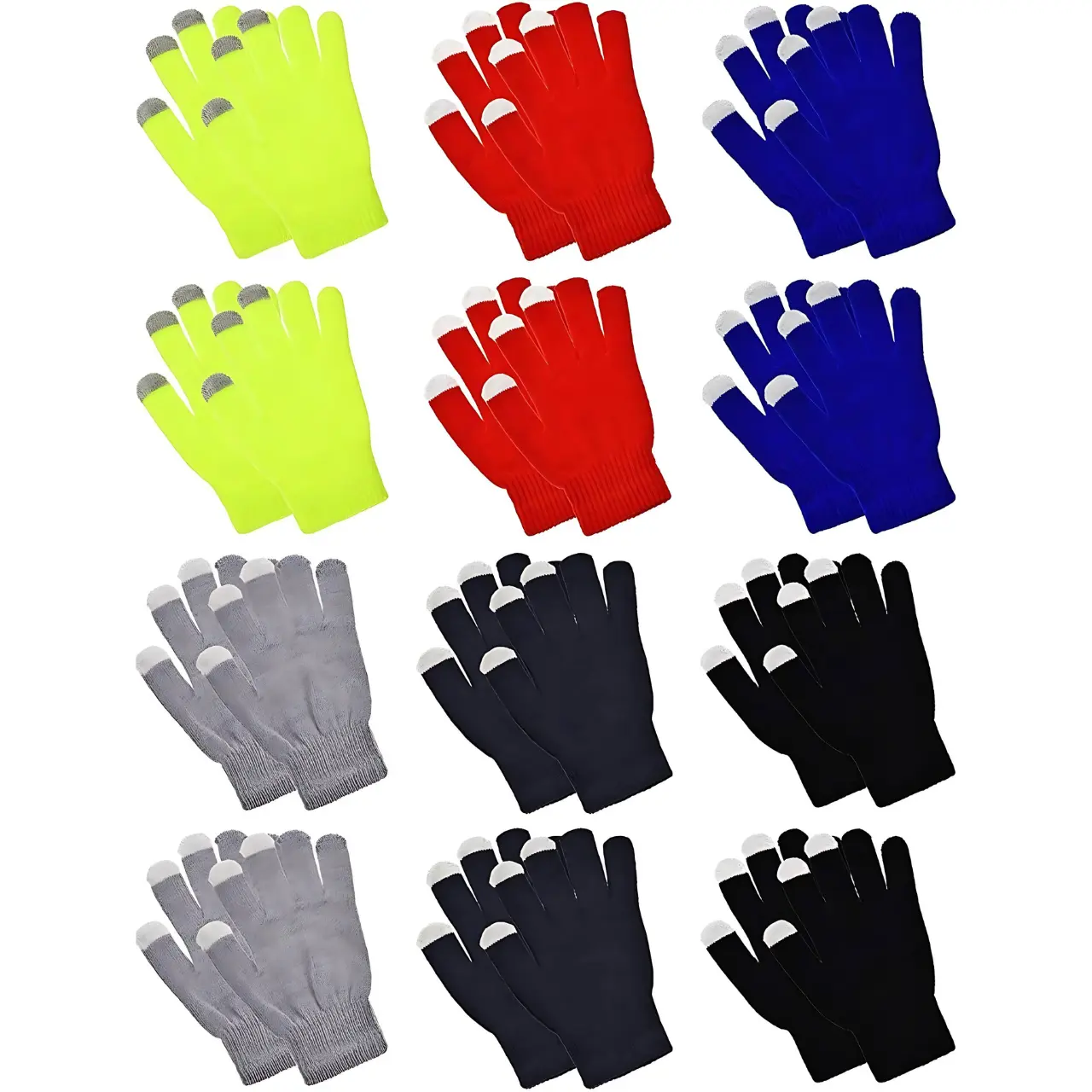 12 Pairs Winter Touch Screen Gloves For Men Women Stretch Knitted Texting Gloves Warm Windproof