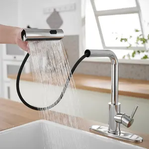 Kitchen Faucets with Pull Down Sprayer,Waterfall Kitchen Sink Faucet,Commercial Utility Stainless Steel Kitchen Faucets,Single Handle Kitchen Sink Faucet with Pull Down Sprayer for 3 Function