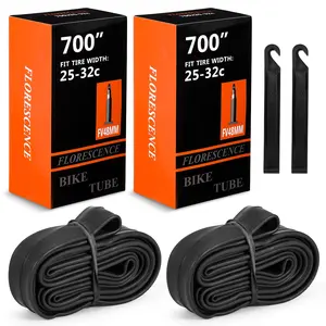 Garvee 2-pack bicycle inner tubes, with 2 tire levers, 700 x 25 – 32 C durable Sclaverand valve tubes, suitable for mountain bikes, racing bikes, city bikes, section width 28 mm, FV 48 mm