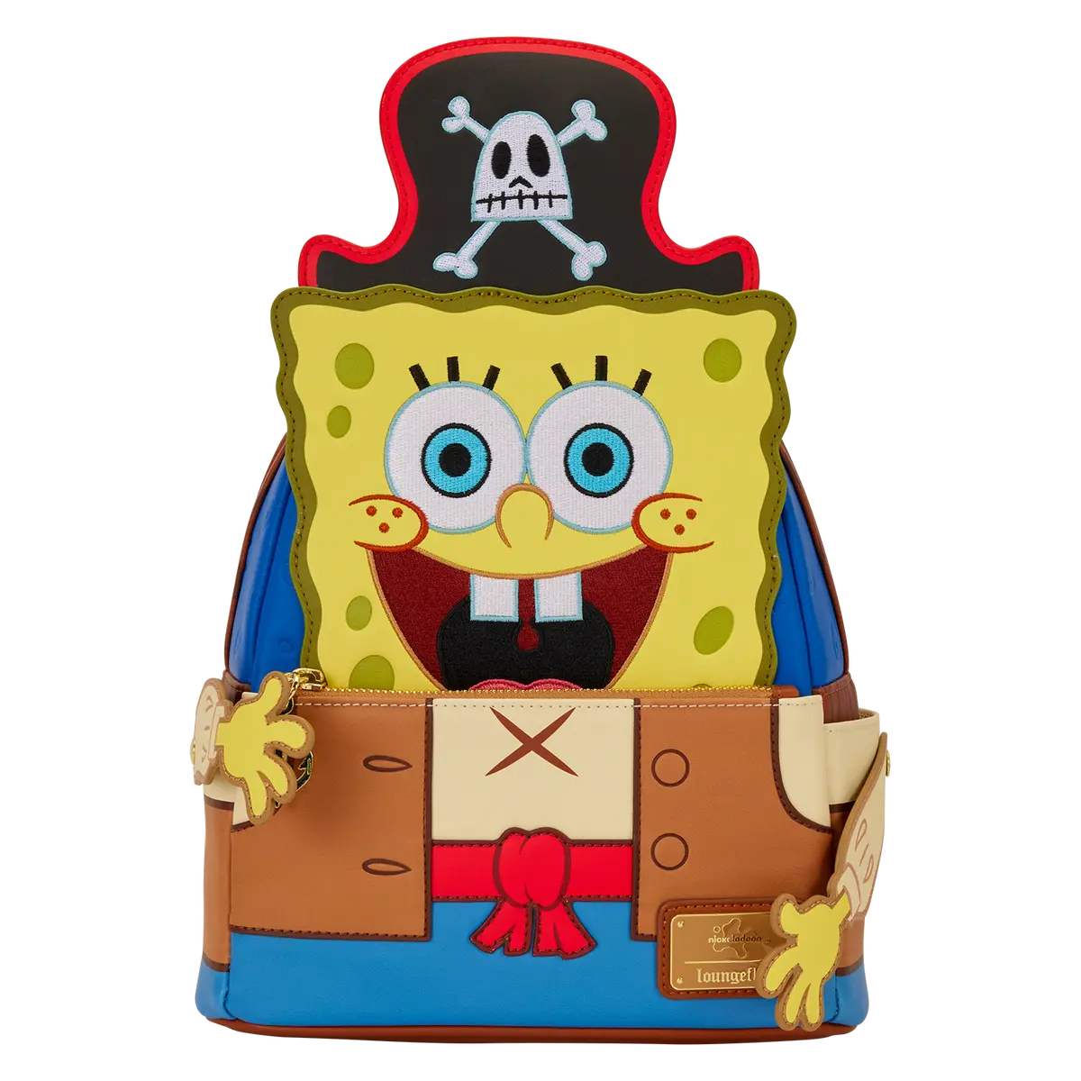 SpongeBob SquarePants Pirate Cosplay Mini Backpack, Officially Licensed Collectible with Movable Arms and Adjustable Shoulder Straps, One Size