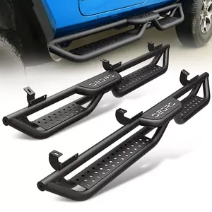 YITAMOTOR Running Boards 6inch Side Steps for 2007-2018 Jeep Wrangler JK JKU Unlimited 4 Doors Black Powder Coated Steel Two Stairs