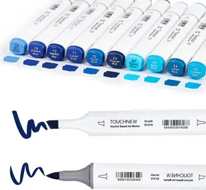 10 count  Markers Pure Color Series,Dual Tip Soft Art Solid Color Markers Set for Adults Beginner Drawing Sketching (Blue)