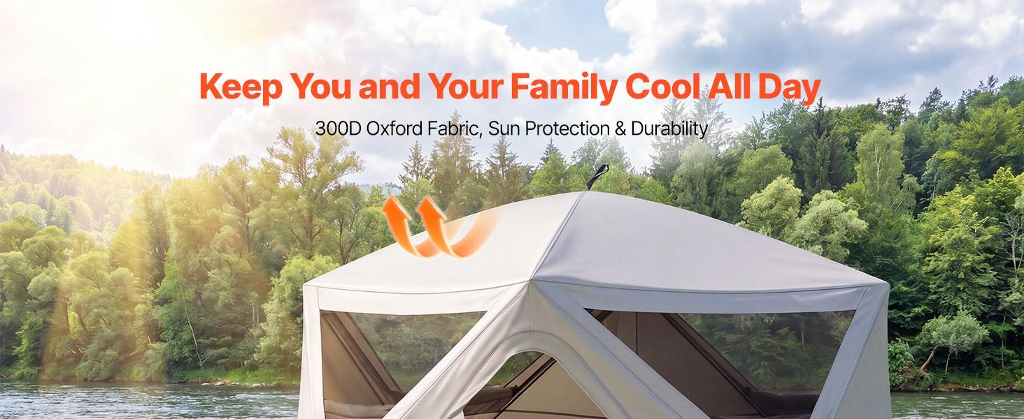 VEVOR Camping Tent, 4 Person Pop Up Instant Cabin Tent with Large Mesh Windows, 60 Seconds Easy Setup, Portable Cabin Hub Tents with Carry Bag for Family Outdoor Camping & Hiking, Upgraded Ventilation