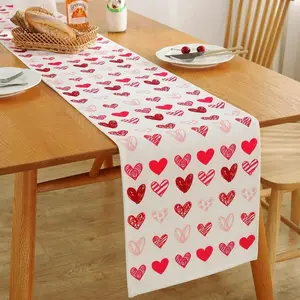 1Pcs Valentine's Day Table Runner, Cute Heart Decoration, Home Decor, Perfect for Birthdays, Anniversaries, Engagements, Romantic Events