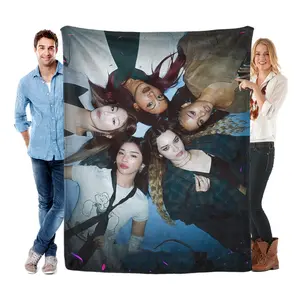 K-Pop Inspired Flannel Blanket for Fans, Korean Girl Group Aesthetic Throw Blanket, Soft Cozy Fleece Blanket, Y2K Idol Room Decor, Music Lover Gift for Teens Girls
