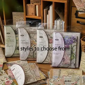 Vintage Plant Material Paper, 4 Styles 100 Sheets Per Pack, Tearable Colorful Flower Patterns Paper, Gift Wrapping Paper, DIY Scrapbook Decoration, Scrapbook Materials