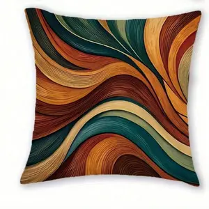 Abstract Orange Green Blue Throw Pillow Covers, Boho Abstract Art Boho Inspired Design Bohemian Aesthetics Home Decor Cushion Covers, 18in18in, Single-Sided Printed, Envelope Closure Farmhouse Holiday Decor Pillowcases, For Couch Sofa Living Room, Outdoor