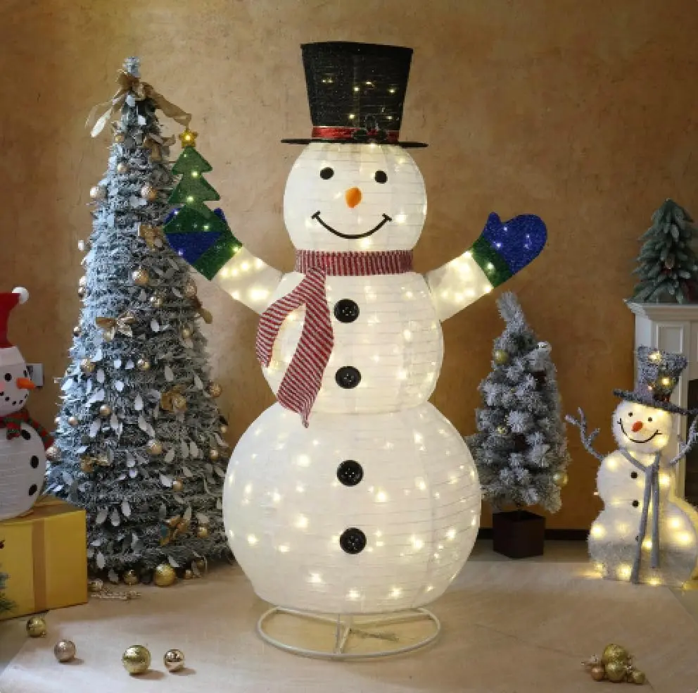 Ubesgoo 5.7FT Lighted Snowman Holding Small Tree Christmas Yard Decorations, Pre-lit Pull Up Snowman with 200 Warm White LEDs, for Xmas Outdoor Holiday Indoor Decor Lighted Holiday Displays