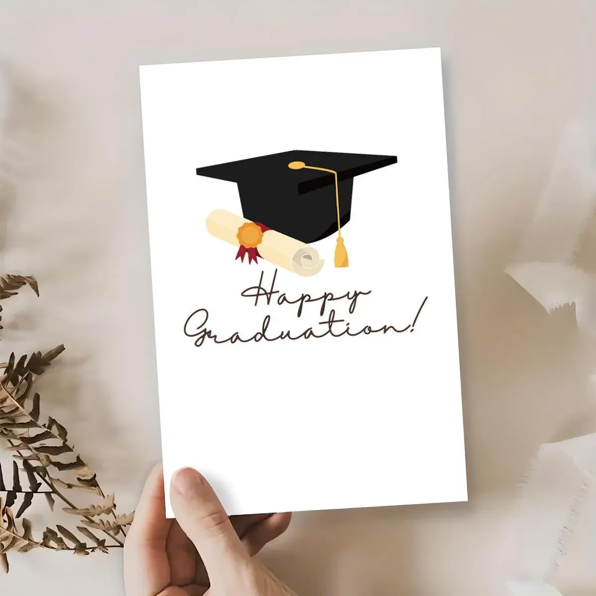 Happy Graduation Card, Graduation Cap & Diploma Design Greeting Card ...