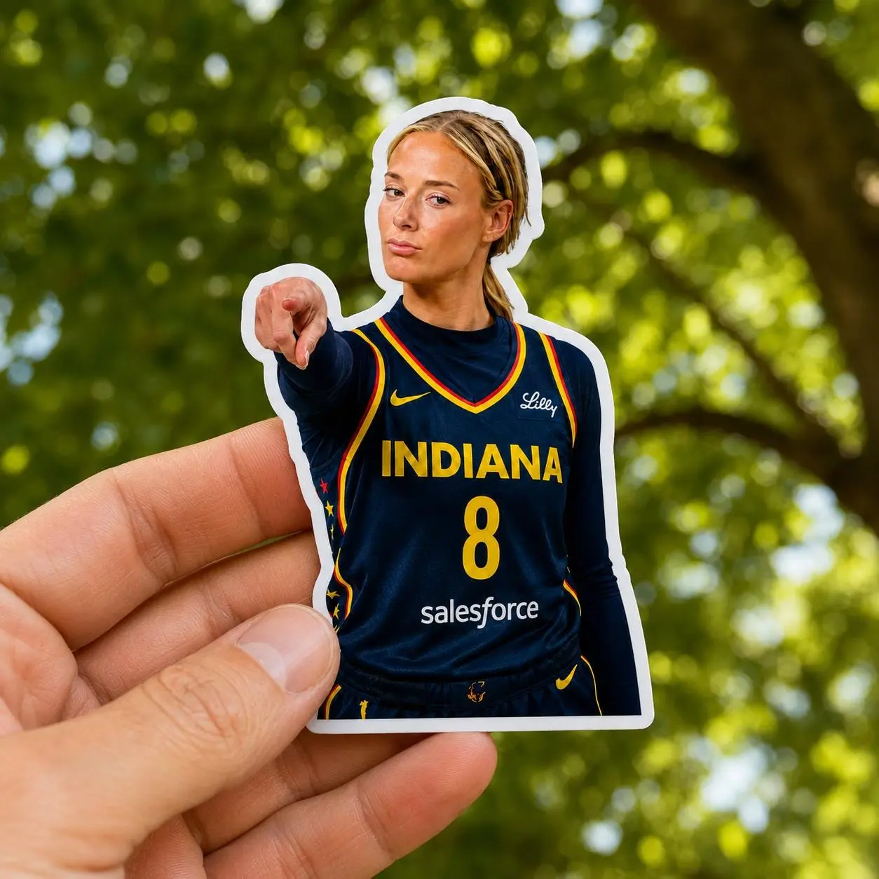 Sophie Cunningham HG point Meme Indiana Sticker Decal, Basketball Funny Sticker