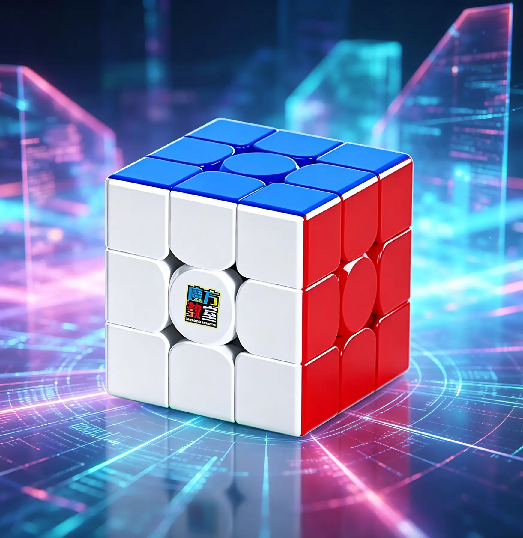 Magnetic Speedcube - 3x3 Stickerless Rubik's Cube with Stand, Puzzle Toy for Kids and Adults, Rubikcube