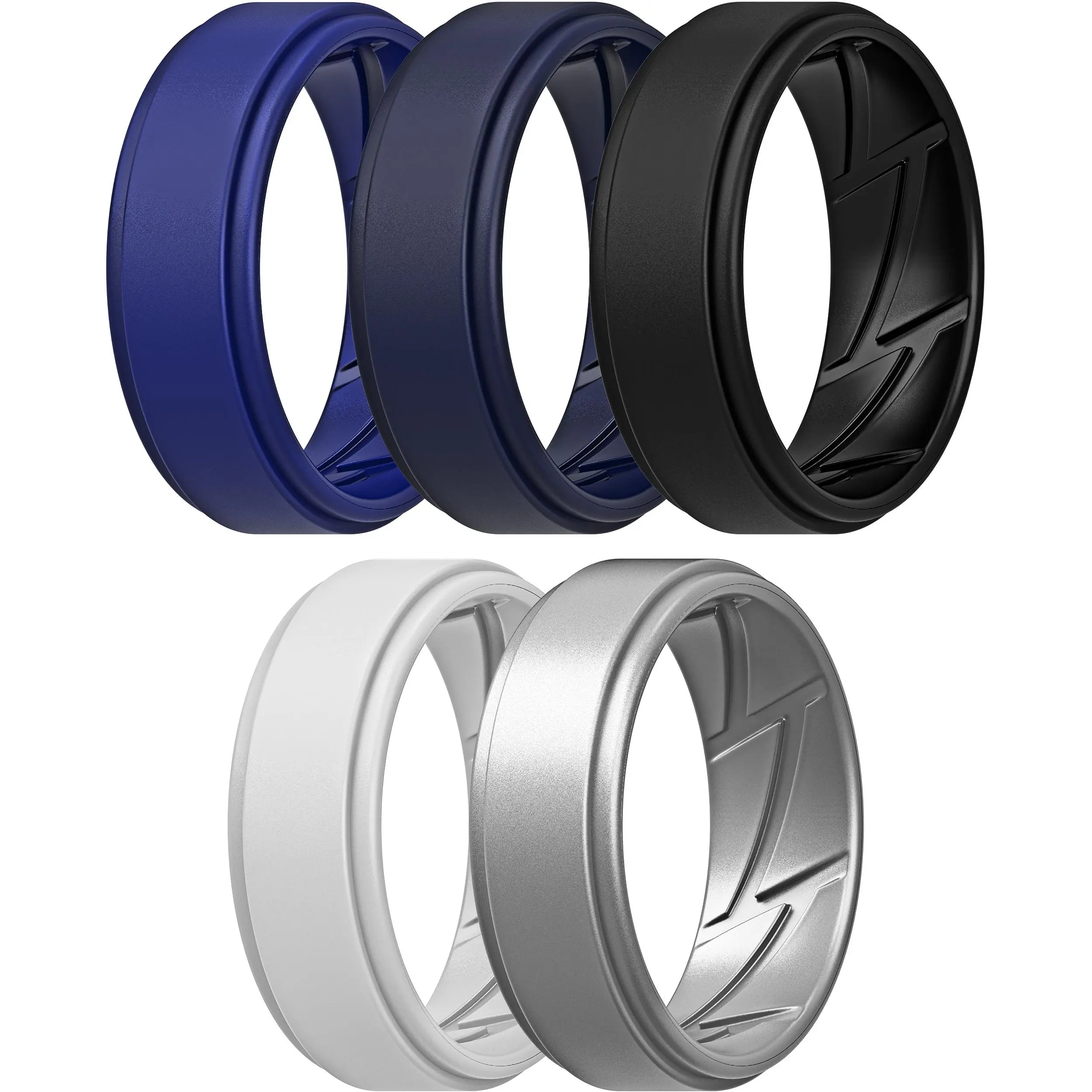ThunderFit Men's Silicone Rings 10mm Wide 2.5mm Thick Rubber Bands, Breathable, Variety Multipack 1-7