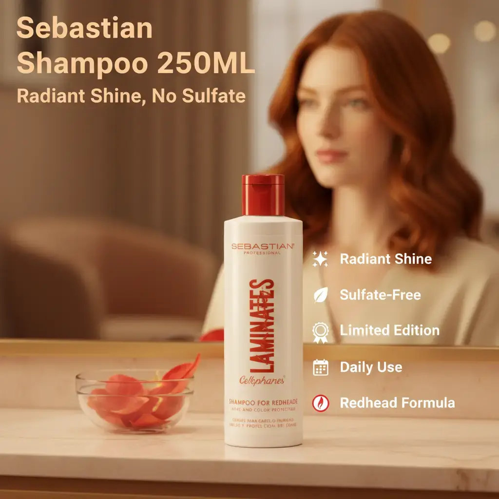 Sebastian Professional Laminates Cellophanes Cleansing Shampoo - Sulfate-Free Salon Liquid for Redheads, Limited Edition Daily Use with Youth Color-Shine Complex, 250ml for Color & Chemically Treated Hair
