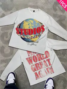 Men's Long Sleeve T-Shirt, Basic Slim-Fit Casual Top, Earth Studio Graphic Design, All-Season Wearable, Perfect Gift Choice, Streetwear