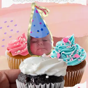 Custom Birthday Face Cupcake Toppers - Set of 12