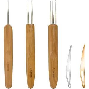 5 Pieces Dreadlock Crochet Hooks for Hair, Loc Needle Interlocking Tool for Braid Craft (0.5mm)