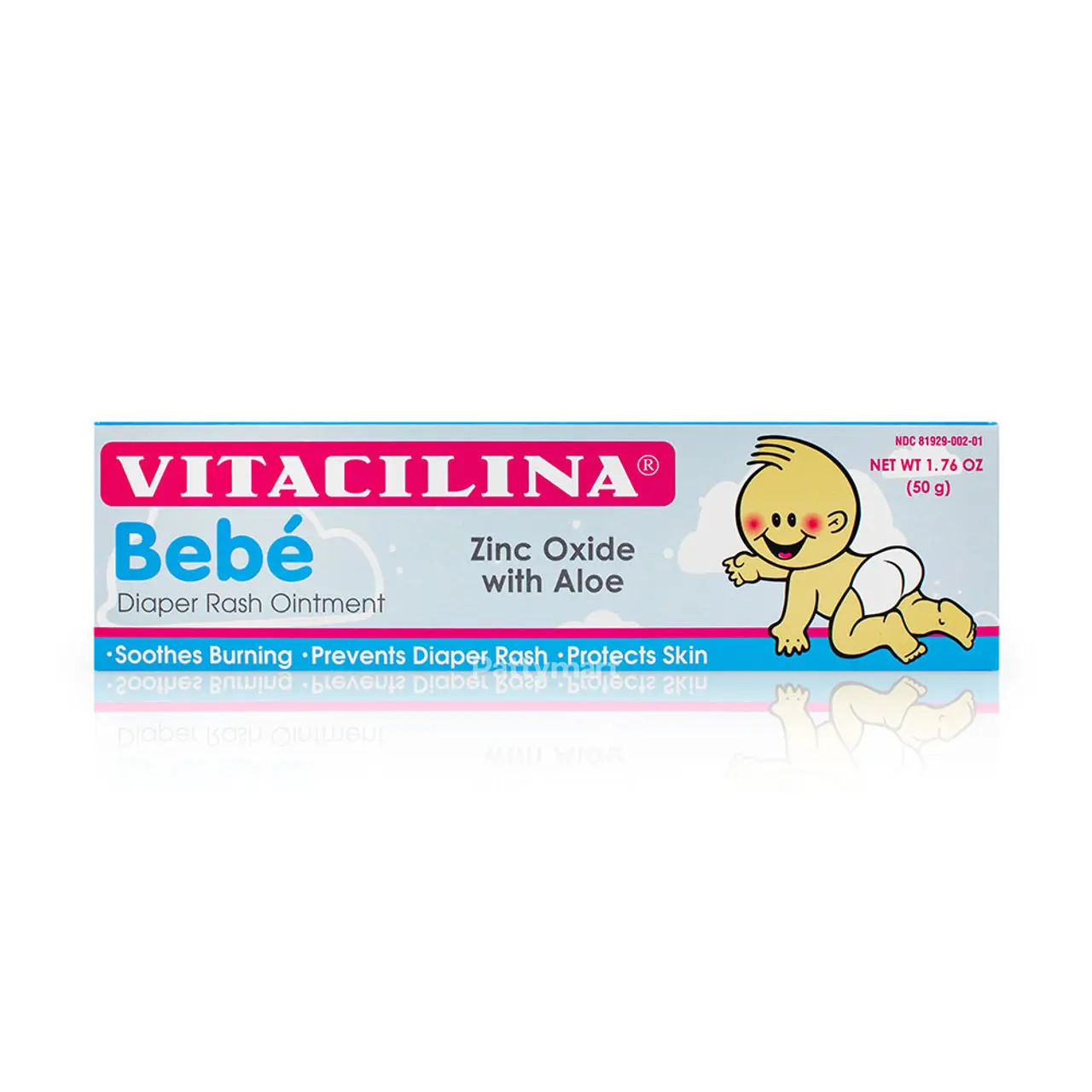 Vitacilina Bebe Zinc Oxide & Aloe Relief Cream, 1.76 Oz Unisex Baby Skincare Ointment, Skin-Friendly Chemical-Free Diaper Cream, Protects During Changes, Prevents Irritation, Soothes Burning, Soothe, Chemical-Free Diaper Creams