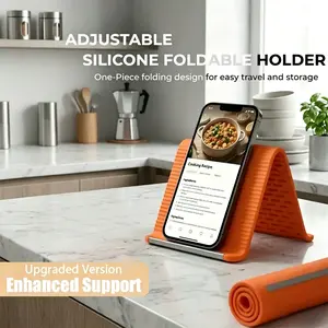 Portable Foldable Silicone Phone Holder, Flexible Bendable Design, Multi-Angle Adjustable Stand, Universal for Phones, Tablets & Laptops, Anti-Slip Desktop Mount for Home, Office & Travel, Orange Black