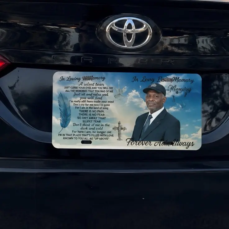 Custom Aluminum License Plate – Personalized Photo, Name or Memorial Car Tag