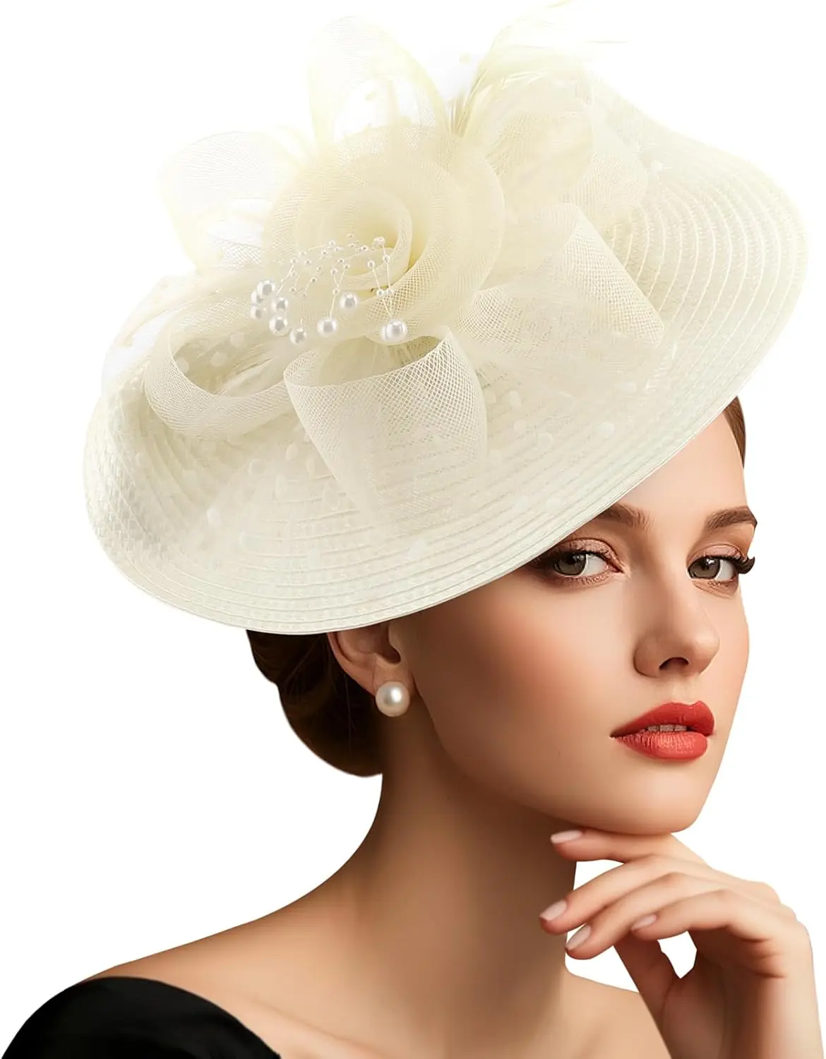 Women's Mesh Fascinator Hat - Feather Veil Headpiece with Headband and Clip for Kentucky Derby, Tea Party, Mesh Hats, Female, Modern, Synthetic, Fashion Headbands, Glamorous Headbands