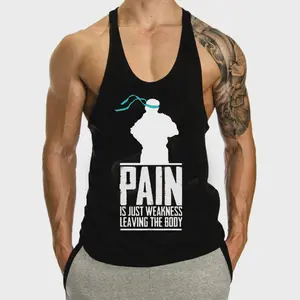 Athletic Top Men'S Cotton Bodybuilding Hoodie Stringer Tank Top Vest for Men