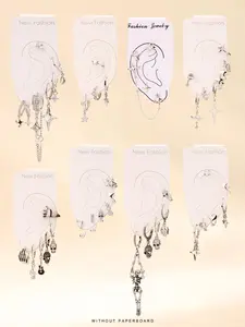 Punk Style Skull & Star & Heart Design Artificial Zircon Decor Earrings, Fashion Jewelry for Party, Daily Clothing Decor, Trendy All-match & Exquisite Jewelry for Birthday Gift, Dangle Earrings Set