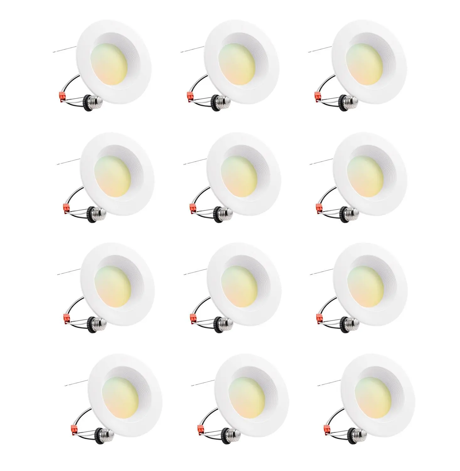 SEURON 6/12-Pack 6 in E26 LED Recessed Retrofit Wafer Lights with Adaptor, 12W 1050 Lumens, 5CCT Adjustable Color Temperature (2700K/3000K/3500K/4000K/5000K), Energy Star Certified Long-Lasting